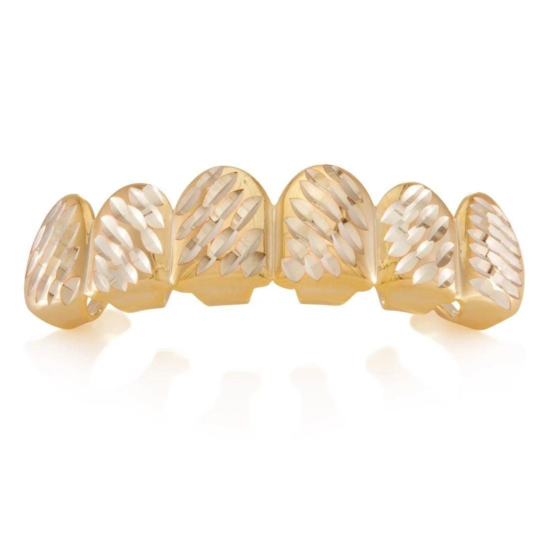 King Ice Two-Tone Faceted Bottom Grillz - GOLD